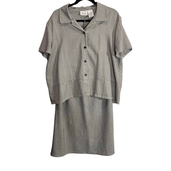 Kathie Lee Collection VTG 2 Piece Skirt Set Buttoned Blouse Size XL houndstooth - Picture 1 of 10